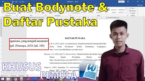 Cara Membuat Bodynote Dan Daftar Pustaka Otomatis Youtube