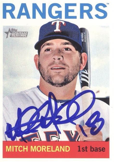 Mitch Moreland Of The Texas Rangers Topps Heritage Baseball Card