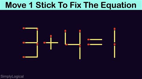 Fix The Equation In Just Move Tricky Matchstick Puzzles