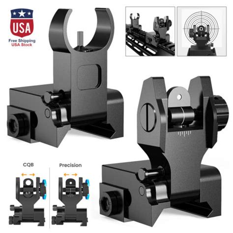 Tactical Fold Back Up Iron Sight Flip Up Sights Front And Rear Picatinny Rail Set Ebay