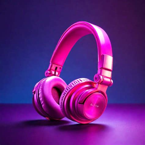 Premium PSD Pink Headphones On Purple