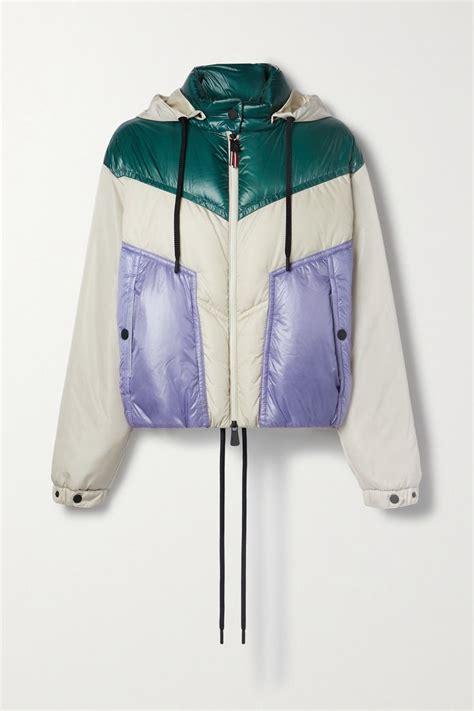 Moncler Grenoble Ledi Hooded Color Block Quilted Shell Down Jacket In