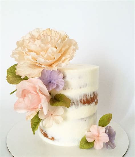 Semi Naked Cake With Sugar Flowers Joni Cake Joniandcake Naked Cake Cake Designs