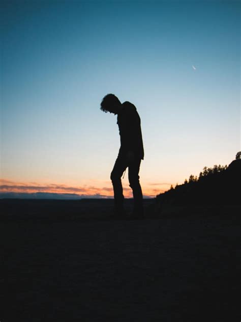 Free Download People Man Guy Alone Sad Silhouette Trees Outdoor Sunset