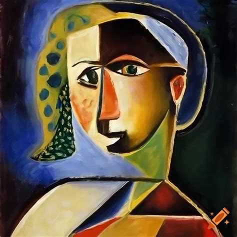 Pablo Picasso's cubist painting of a noble lady on Craiyon