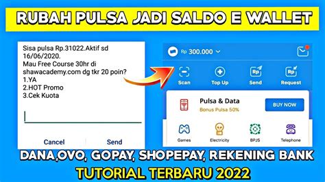 Cara Ubah Pulsa Jadi Saldo Ewalet Dana Shopepay Gopay Ovo Link Aja