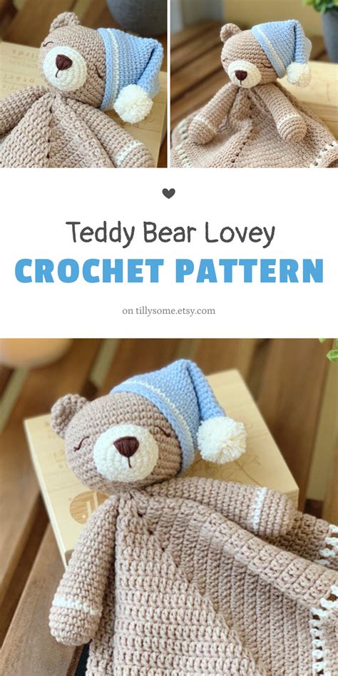 Teddy Bear Lovey Crochet Pattern Security Blanket Etsy Crochet