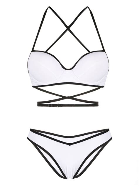 Noire Swimwear Crossover Straps Balconette Bikini Set White Farfetch Tr