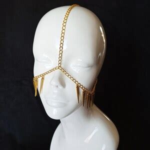 Gold Chain Mask Burning Man Mask Metal Face Chain Fashion Mask Gold