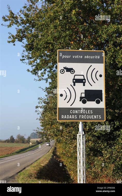 Radar signal and control on a road in France Stock Photo - Alamy