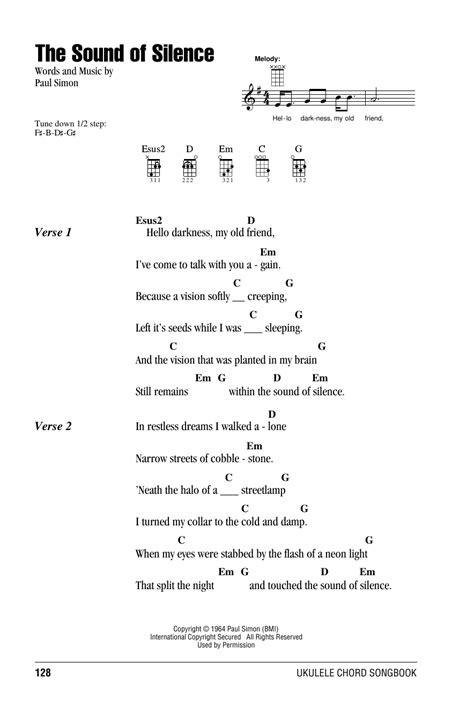 The Sound Of Silence By Simon And Garfunkel Sheet Music For Ukulele