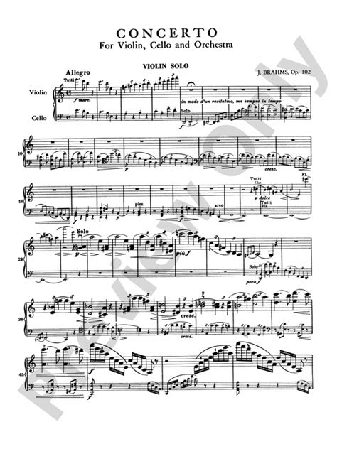 Brahms Double Concerto In A Minor Op Chamber Trio Book