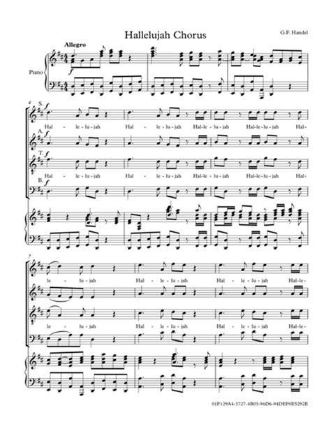 Hallelujah Chorus From The Messiah By George Frideric Handel 4 Part Digital Sheet Music