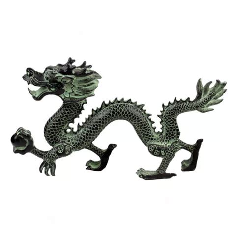 BRONZE STATUE REICHTUM Glück bedeuten Drache Handwerk Chinesisches Feng