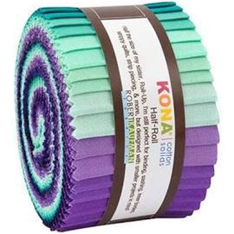 Aurora Half Roll Up Kona Cotton Solids Purple And Green X