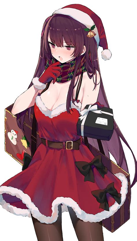 Mimelond Santa Girl Long Hair Cleavage Anime Anime Girls Digital Art Artwork 2d