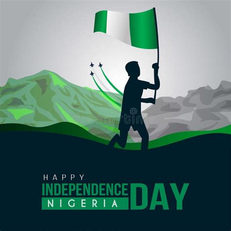 1st October Nigeria Independence Day Template Boy Running With Flag