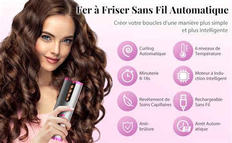 Fer Friser Automatique Bigoudis Cheveux Sans Fil Temp Ratures Et