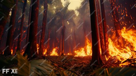 Premium Ai Image A Burning Forest Slice Perspective In The Tropics