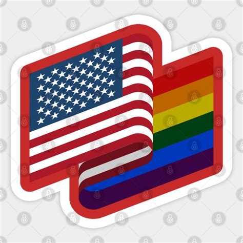 American Flag and Rainbow Flag - Rainbow American Flag - Sticker ...