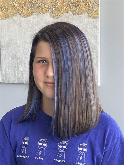 Royal blue highlights on ashy brown hair Brown Hair Blue Highlights ...