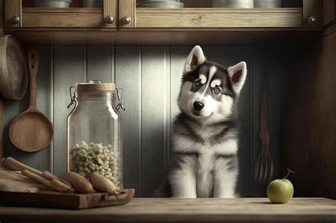 Un Adorable Cachorro Husky Hace Acto De Presencia En La Cocina Para