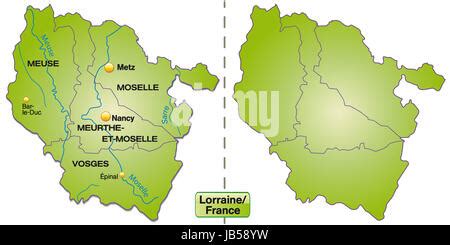 Lothringen In Frankreich Als Inselkarte Mit Allen Wichtigen