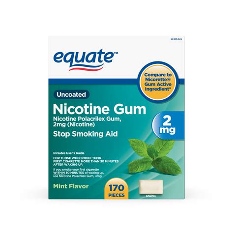 Equate Mint Flavor Uncoated Nicotine Gum, 2 mg, 170 Count - Walmart.com