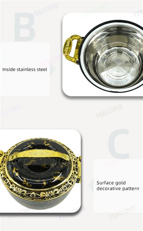 Factory Directly Sell Food Warmer Round 3l 5l 7l Luxury Food Warmer Set Marble Hot Pot Food
