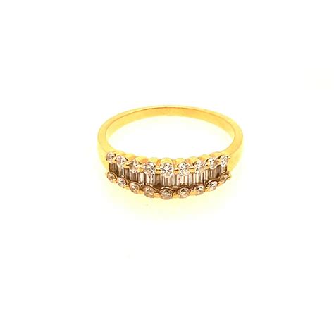 K Yellow Gold Baguette Diamond Ring Gem