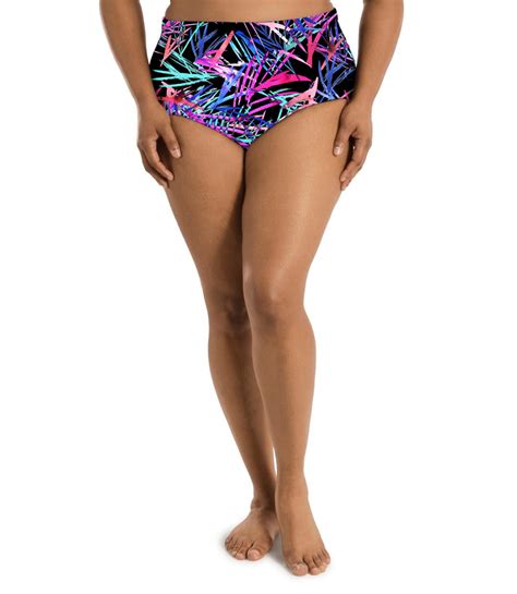 Aquasport Swim Brief Sunset Palm Print Junoactive Plus Size Swimwear