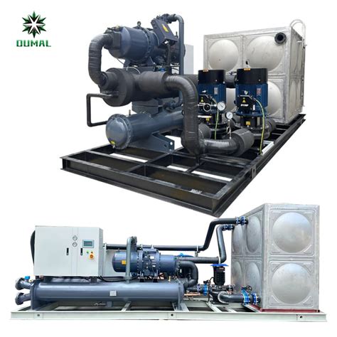 100ton Complete Water Cooled Screw Chiller System Pipe Connected Water