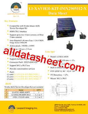 Li Xavier Kit Imx M D Datasheet Pdf Leopard Imaging Inc