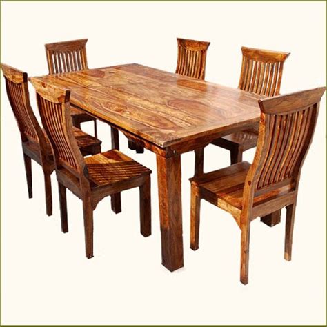 Rustic 7 Pc Solid Wood Dining Table Chair Set Rustic Dining Sets