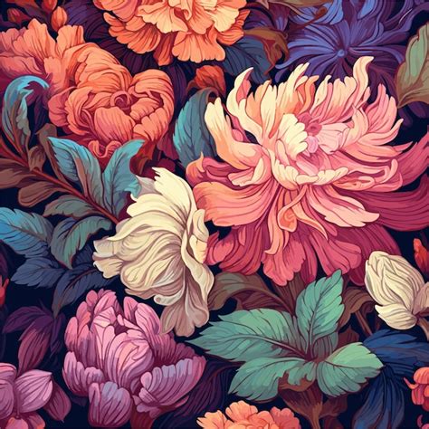 Premium Vector Seamless Floral Pattern With Colorful Flowers Collage