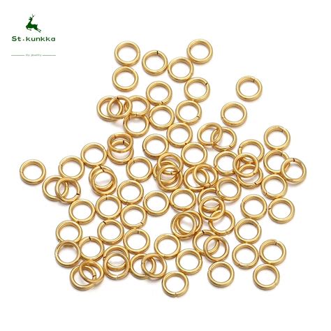 Stkunkka 50 200 Pcs Lot 4 10mm Stainless Steel 18k Gold Jump Ring Split Connector For Diy