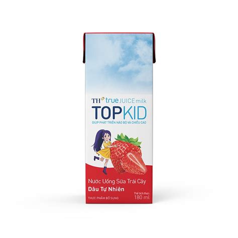 Thùng 48 hộp sữa trái cây TH true JUICE milk TOPKID dâu tự nhiên 180ml