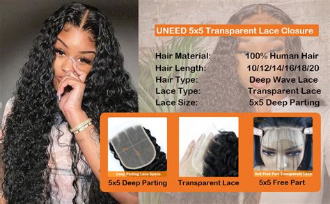 Amazon Uneed X Closure Deep Wave Closure Human Hair A