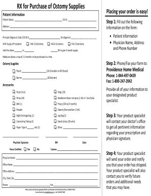 Fillable Online Providence Home Medical Ostomy Form Fax Email Print