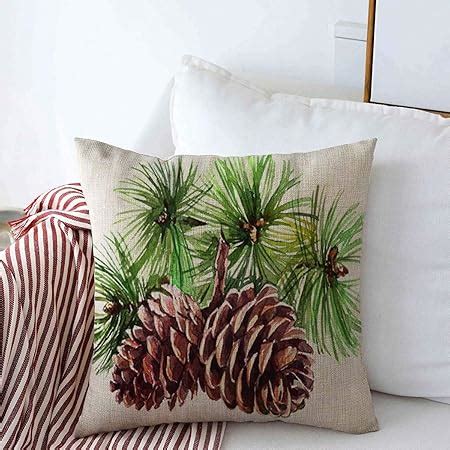 Amazon Decorative Throw Pillow Case Evergreen Pinecone Fir Tree