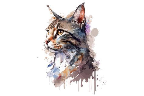 Watercolor Cat Vector Illustration Graphic By Breakingdots Creative