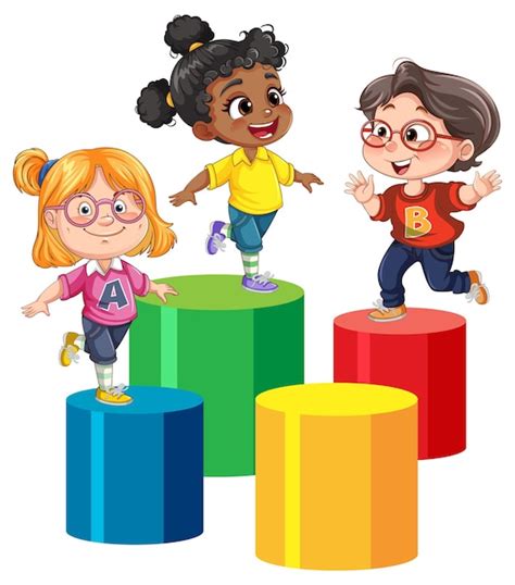 children playing clipart vectors illustrations