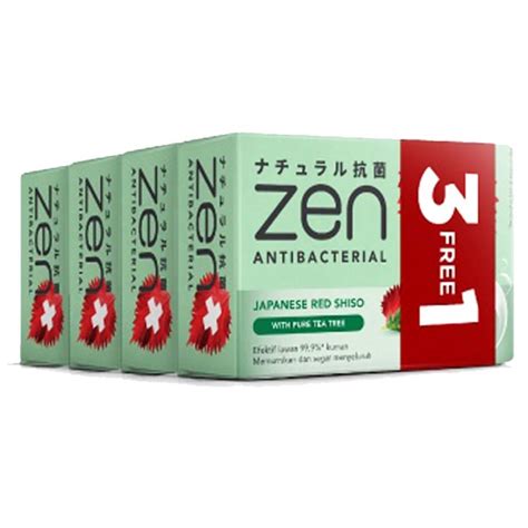 Zen Antibacterial Body Soap 80g Super Hemat 1 Banded Isi 4 Batang