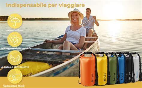 KYG Borsa Impermeabile A Tracolla Regolabile Dry Bag 5L 10L 20L Kit 3