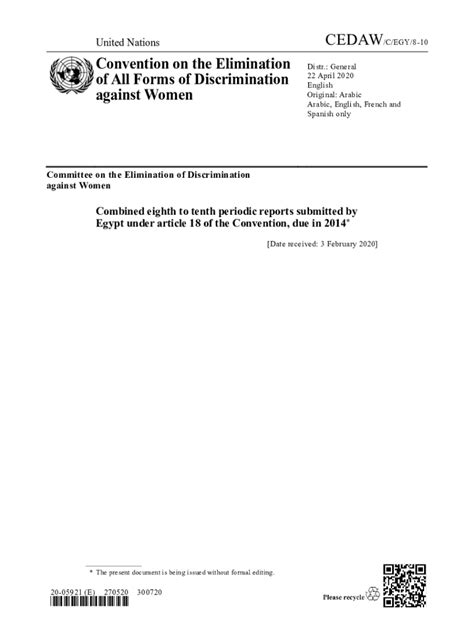 Fillable Online Cedaw C Egy Convention On The Elimination Of All