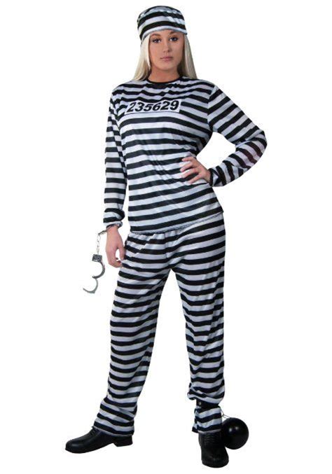 Womens Striped Prisoner Costume Modest Halloween Costumes Prisoner