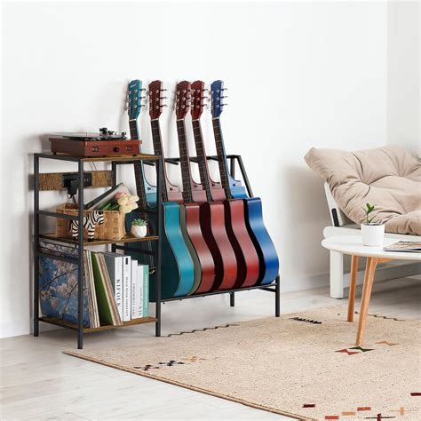 Oyeal Soporte Para Guitarra El Ctrica Con Almacenamiento De Discos De