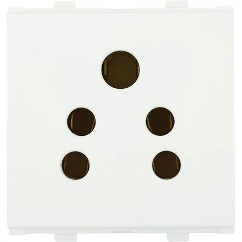 White 6A Anchor Penta Modular 2 In 1 Socket For Electric Fittings At