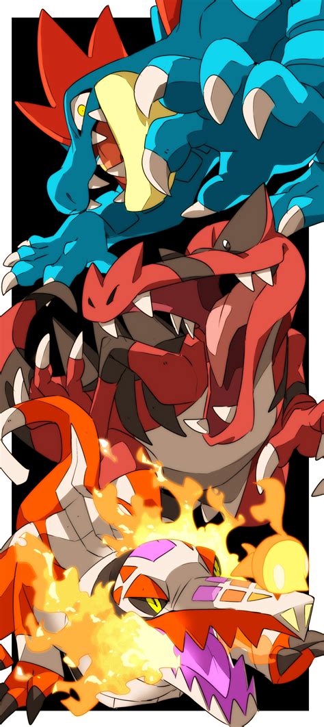 Feraligatr Skeledirge Krookodile And Fire Bird Pokemon Drawn By