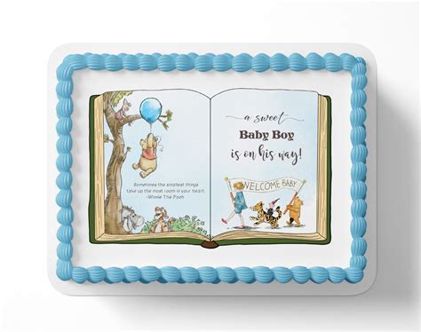 Pooh Bear Baby Shower Cake Topper Edible Image Pooh Bear Baby Shower